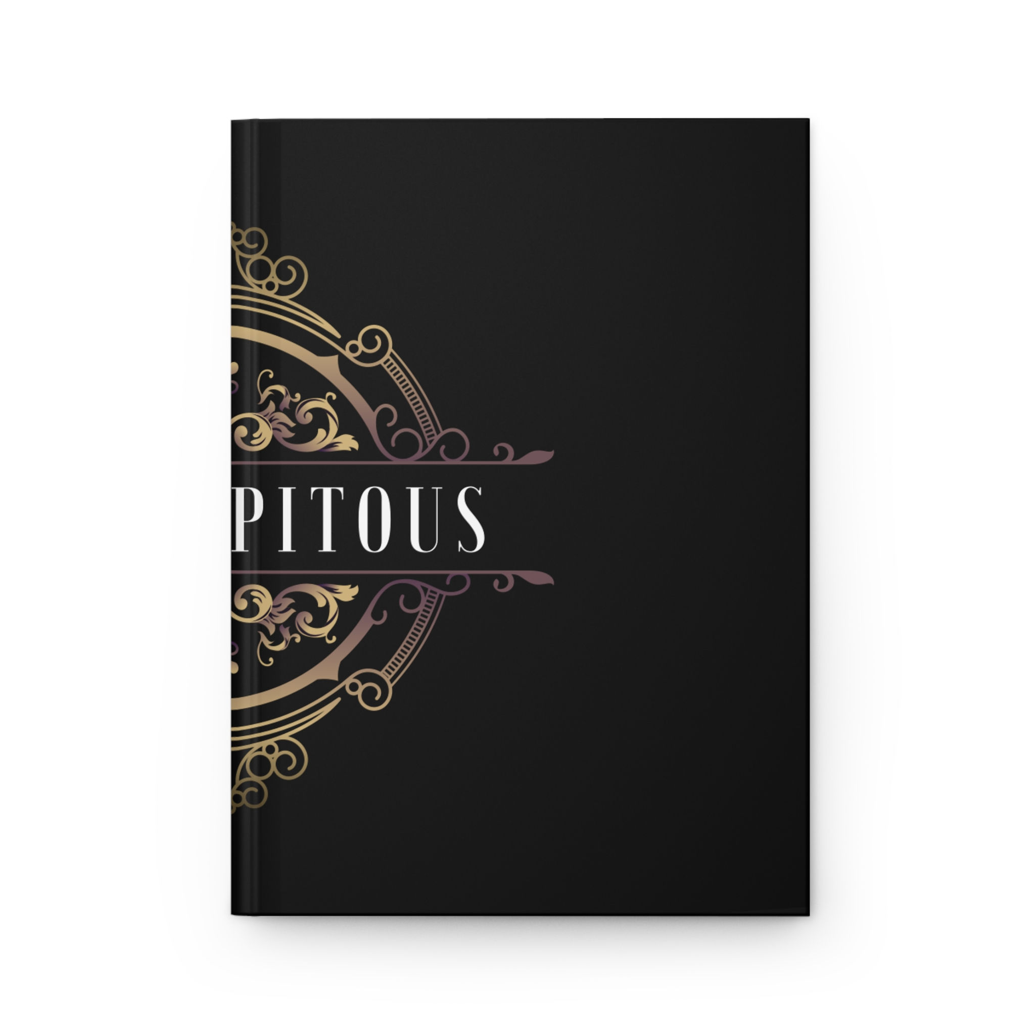 Serendipitous Hardcover Journal — Elegant Gold Filigree Matte Notebook
