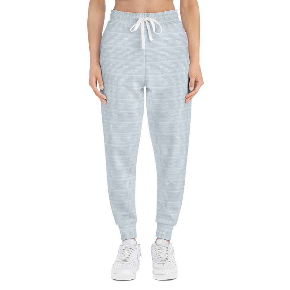 Thumbnail: Light Blue Striped Athletic Joggers – All-Over Print Casual Lounge Pants