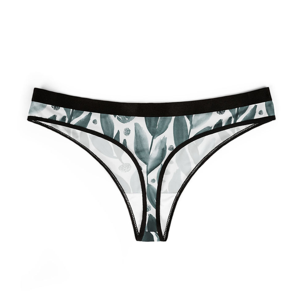 Thumbnail: Leaf Watercolor Thong - Women's Botanical Print Panty