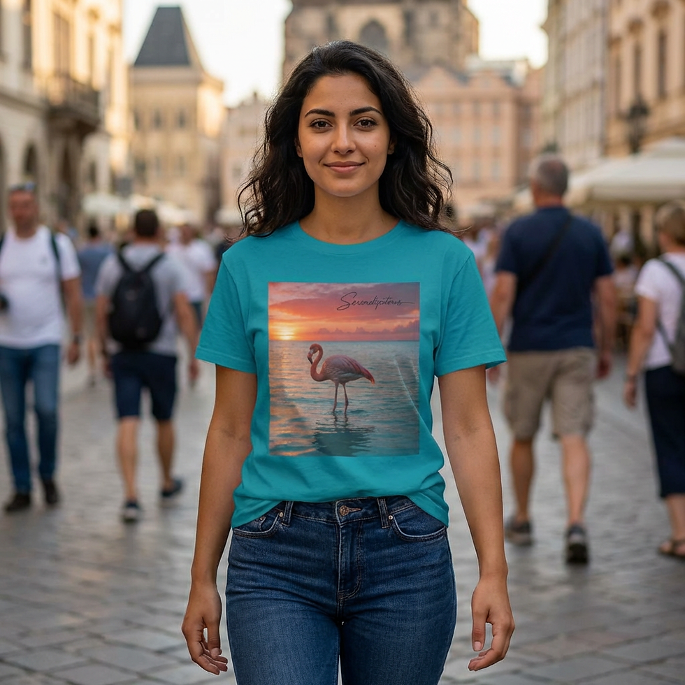 Thumbnail: Flamingo Sunset T-Shirt — Beach Sunset Graphic Tee