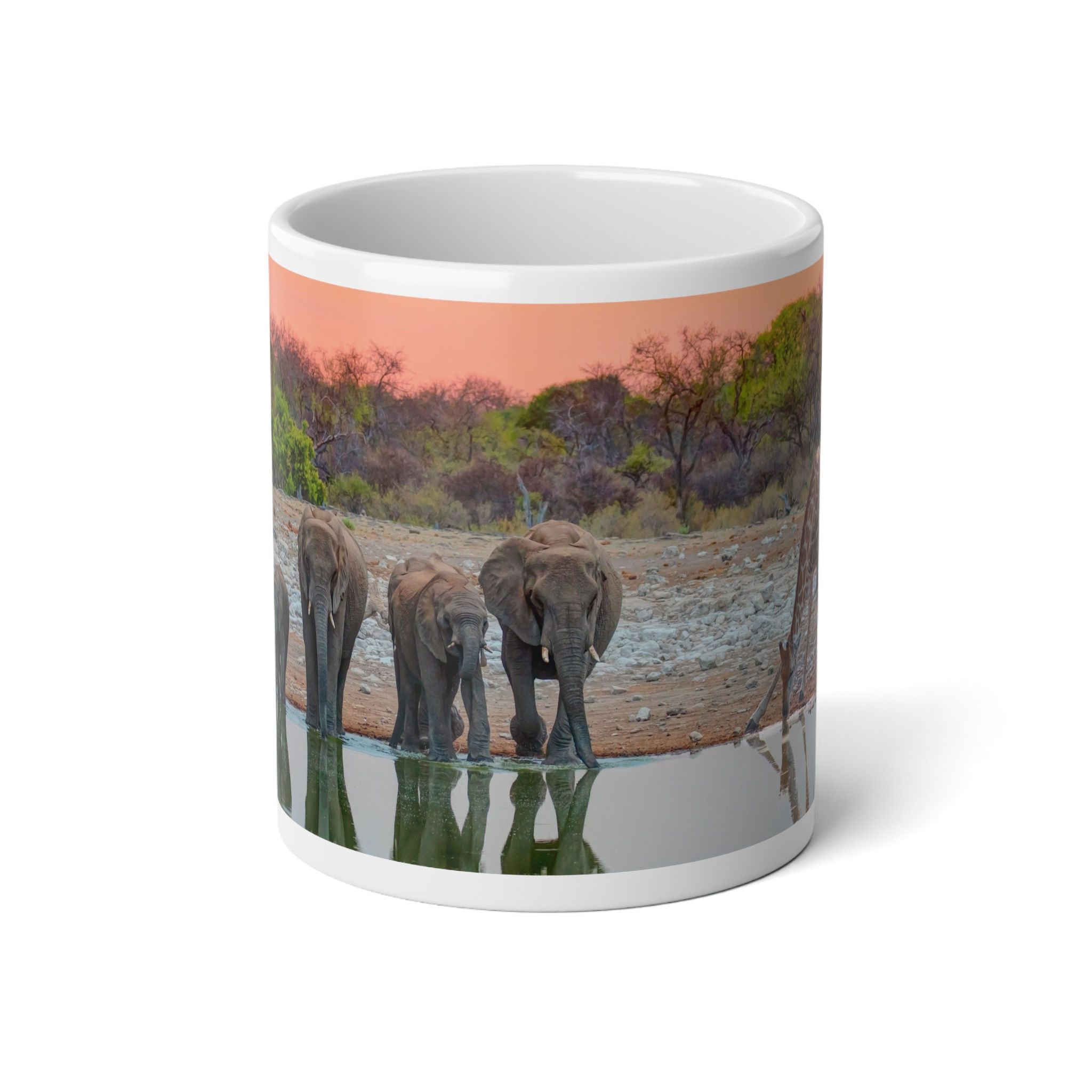 20oz Elephant Herd Jumbo Mug — Wildlife Photography Coffee Cup