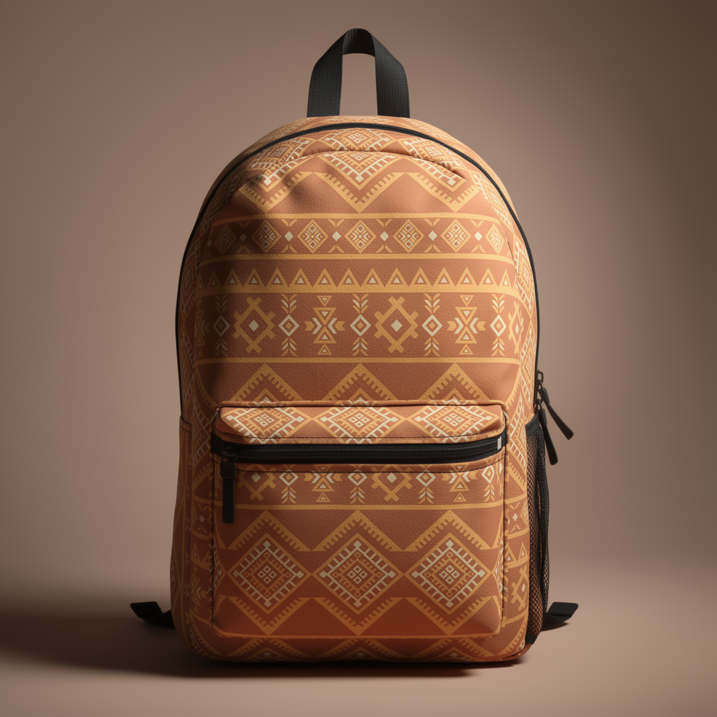 Southwest Aztec Pattern Backpack – Rustic Brown Tribal Print Daypack