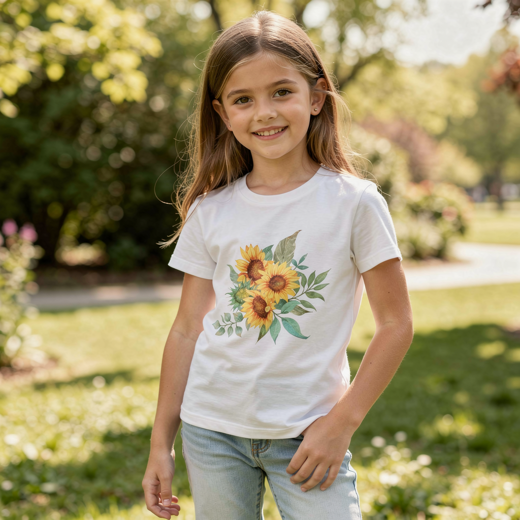 Youth Tee — Watercolor Sunflower Bouquet Kids T‑Shirt