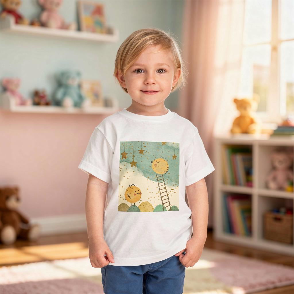Toddler Tee - Whimsical Sun & Stars Ladder Nursery Graphic