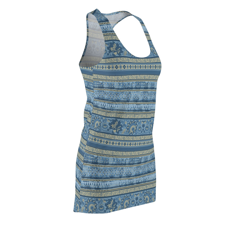 Thumbnail: Blue Boho Stripe Racerback Dress — Women's Patterned Summer Sundress