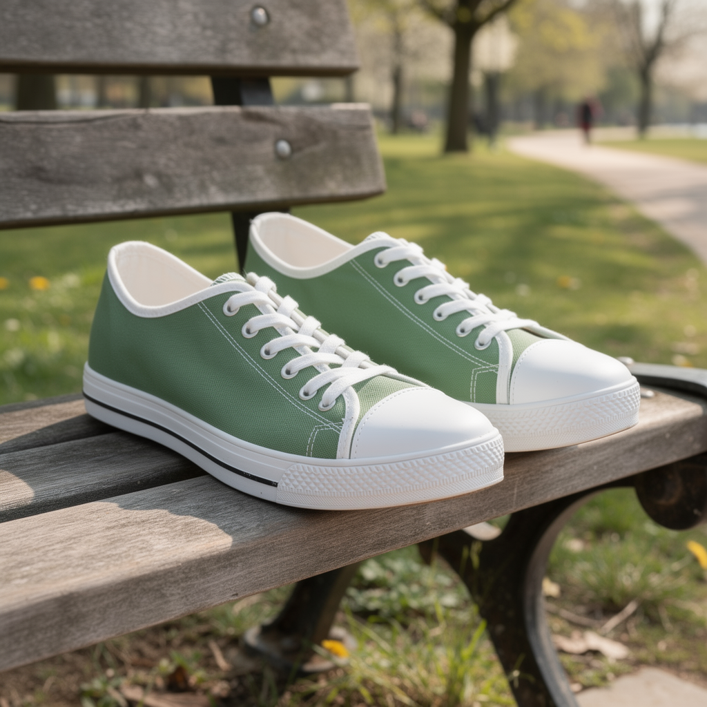 Women's Olive Low Top Sneakers — Classic Canvas Casual Shoes