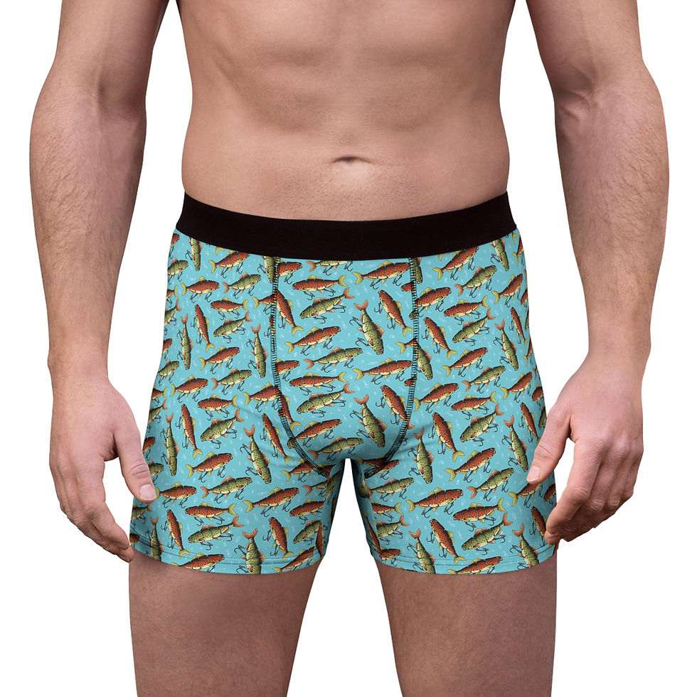 Thumbnail: Koi Fish All-Over Print Men's Boxer Briefs — Blue Aquatic Pattern