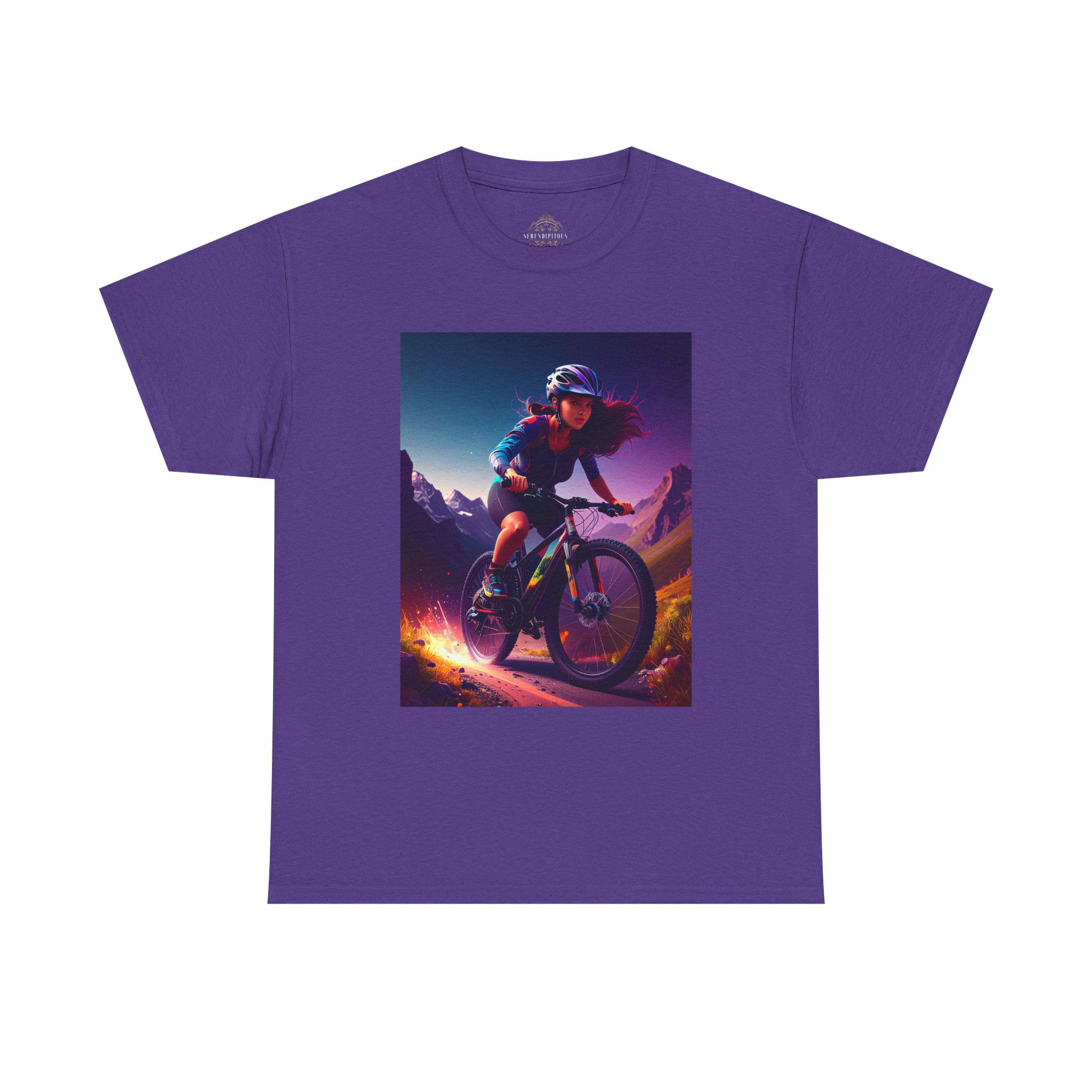 Mountain Biker Graphic Tee — Neon Trail Cycling Shirt