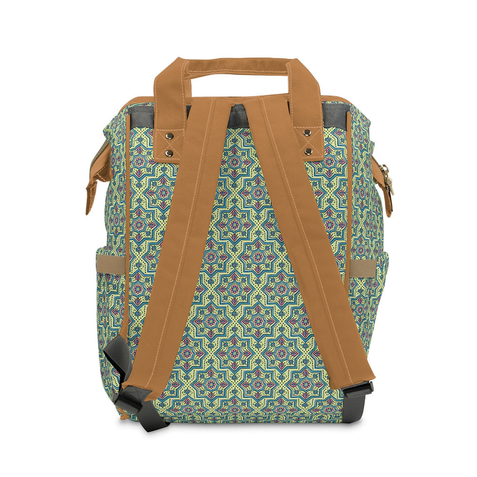 Thumbnail: Boho Mosaic Multifunctional Diaper Backpack — Stylish Organizer for Moms & Dads