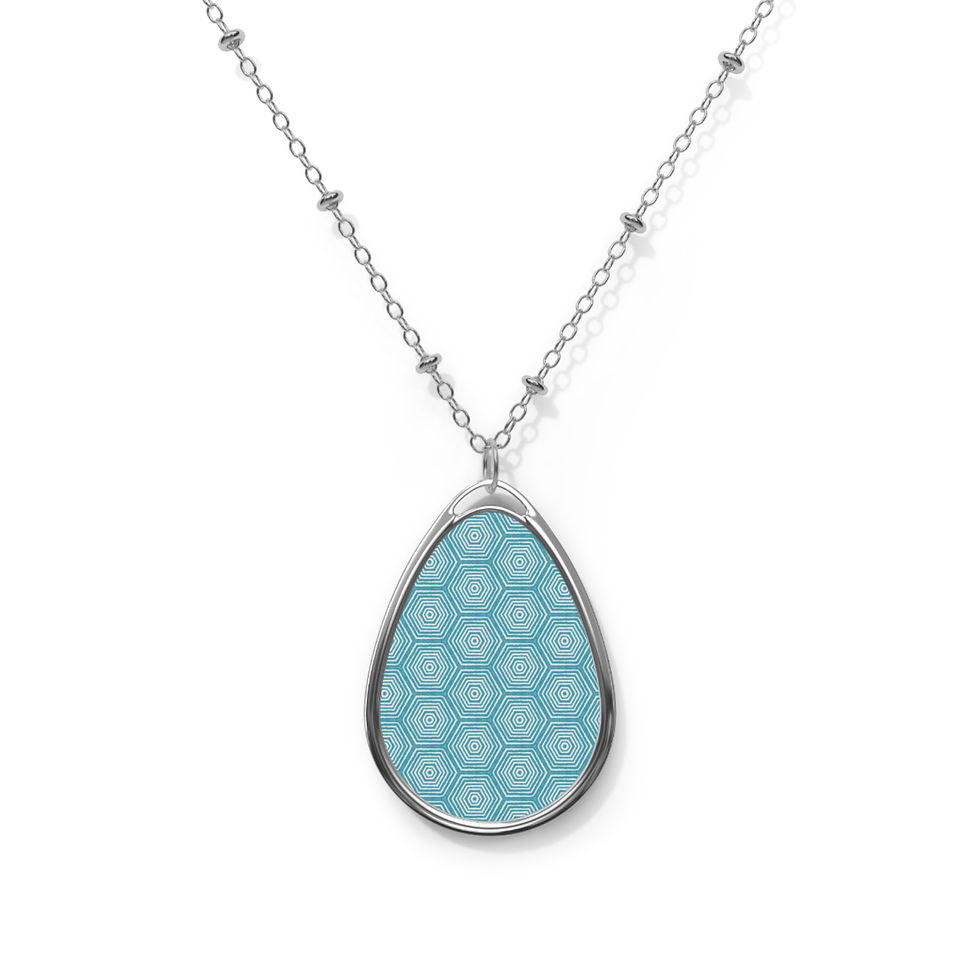 Thumbnail: Turquoise Hexagon Oval Necklace - Teardrop Pendant Jewelry