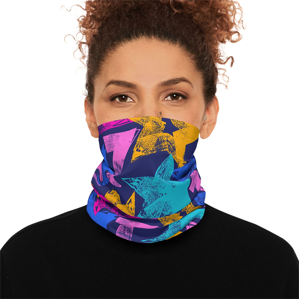 Thumbnail: Neck Gaiter — Retro Pop Stars Multicolor Lightweight Face Shield