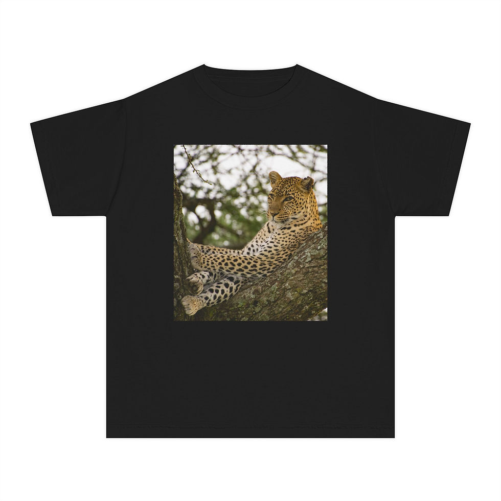 Thumbnail: Leopard Lounge Youth Tee — Wild Cat Nature Photo T-Shirt