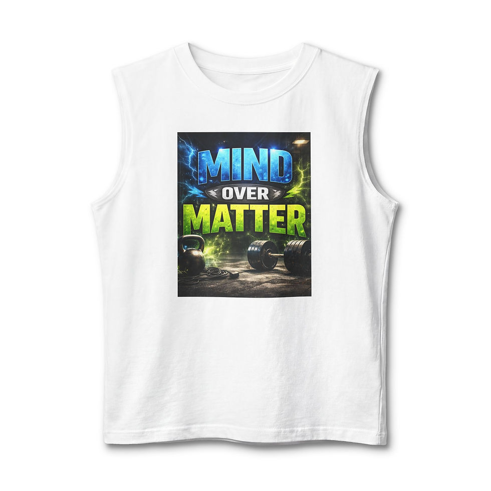 Thumbnail: Mind Over Matter Muscle Tank — Motivational Gym Workout Tank Top
