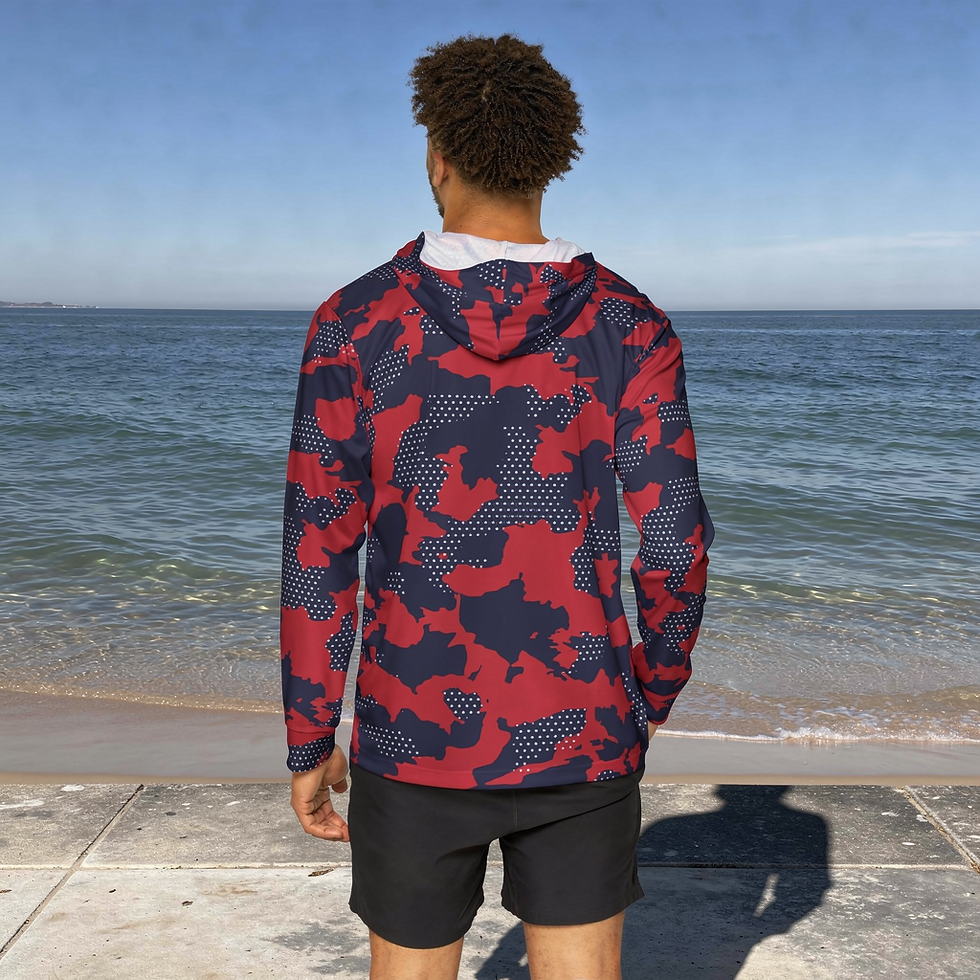 Thumbnail: Red & Navy Camo Sports Warmup Hoodie