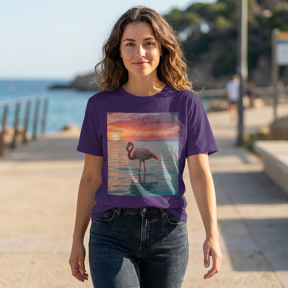 Thumbnail: Flamingo Sunset T-Shirt — Beach Sunset Graphic Tee