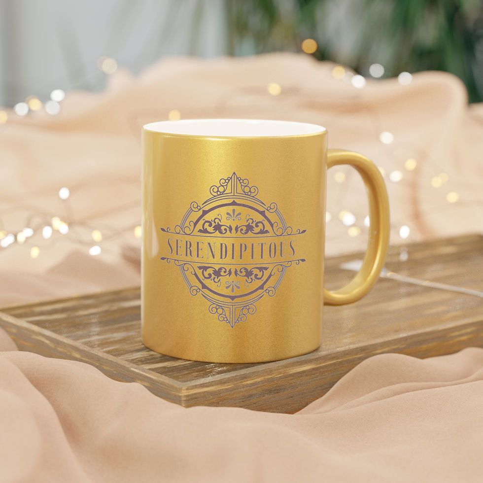 Thumbnail: Serendipitous Metallic Mug — Elegant Silver/Gold Ceramic Coffee Cup