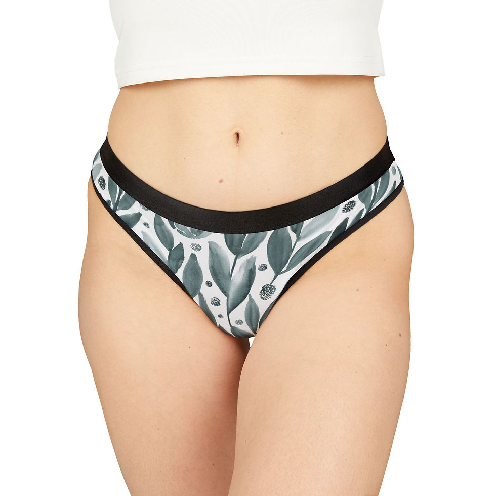 Thumbnail: Leaf Watercolor Thong - Women's Botanical Print Panty