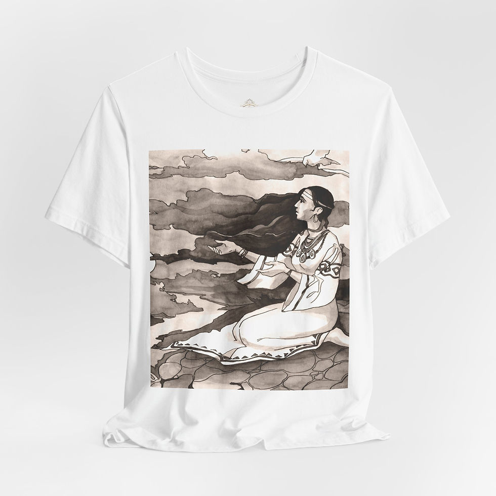 Thumbnail: Native Woman Sitting | Vintage Illustrated T-Shirt