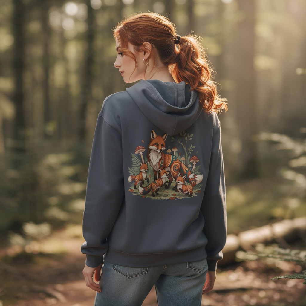 Fox Family Hoodie — Woodland Foxes Graphic Pullover