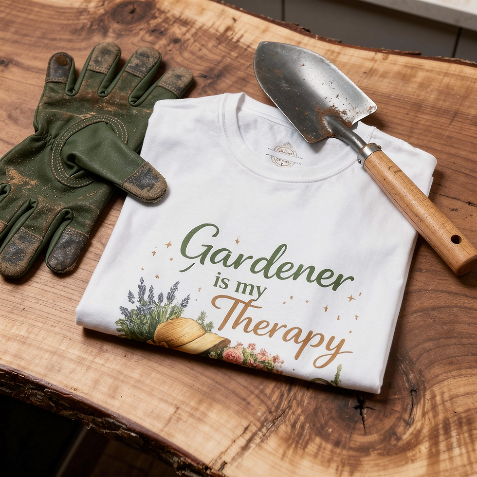 Thumbnail: Gardener Is My Therapy T-Shirt — Floral Gardening Tools Tee for Plant Lovers