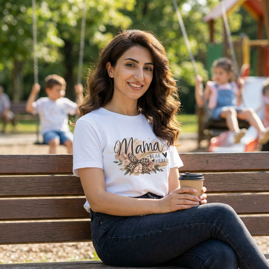 Mama Bear Heart Tee - Floral Leopard Mother’s Day Shirt