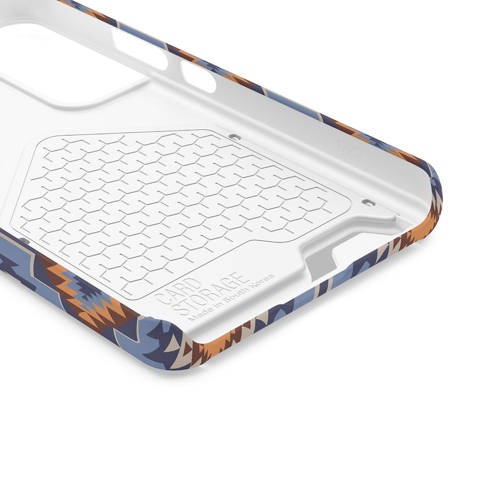 Thumbnail: Southwestern Geometric Phone Case with Card Holder — Blue Aztec Wallet Case