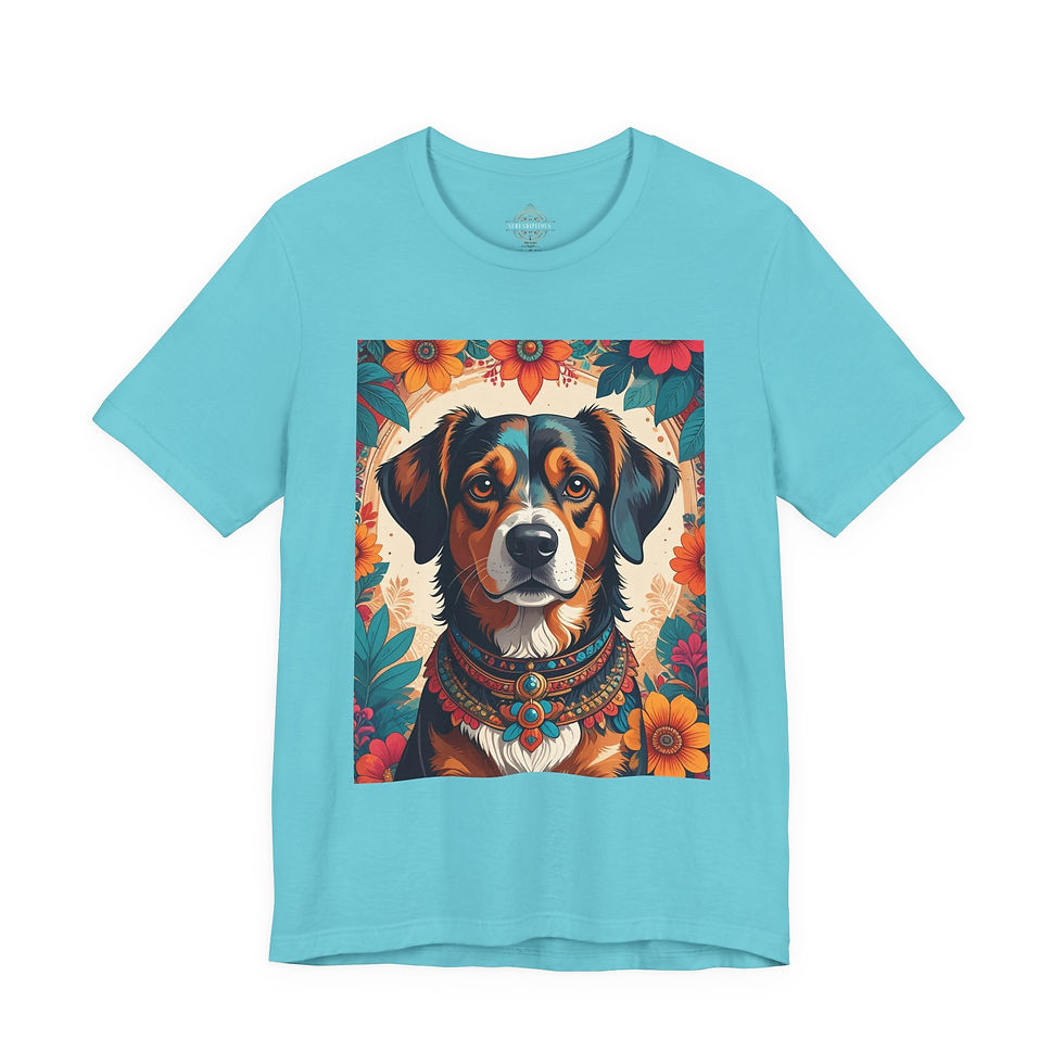 Thumbnail: Dog Portrait Tee — Colorful Floral Tribal Dog Graphic T-Shirt