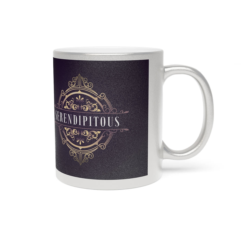 Thumbnail: Serendipitous Metallic Mug — Silver/Gold Decorative Coffee Cup