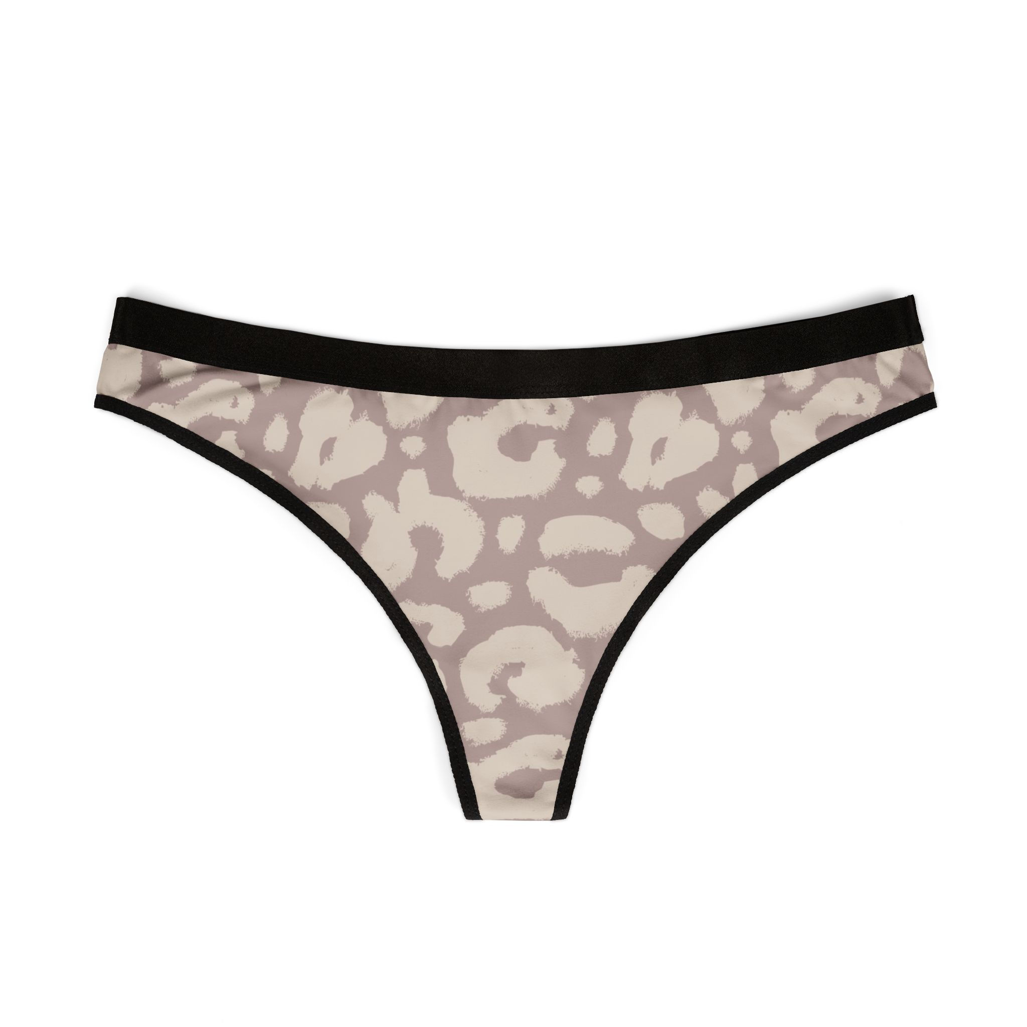 Leopard Print Women's Thong – Neutral Animal Print Lace-Free Panty