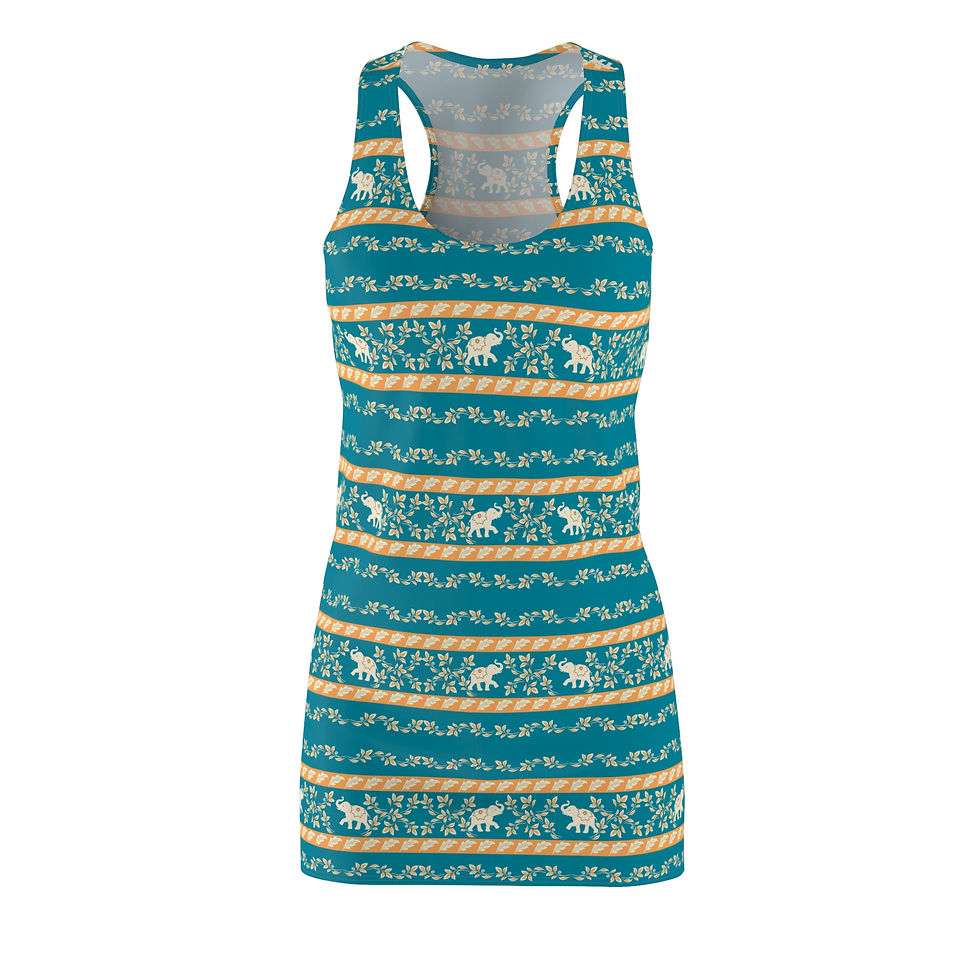 Thumbnail: Teal Floral Stripe Racerback Dress