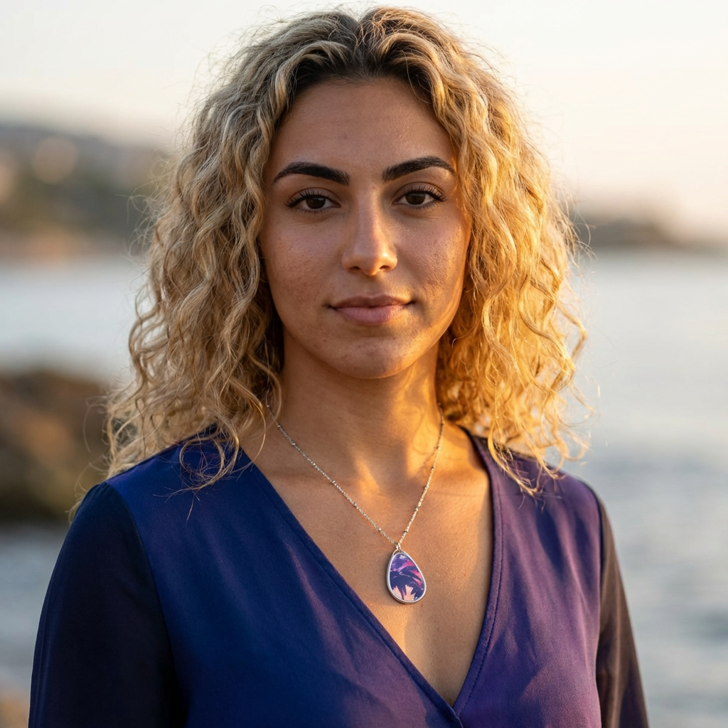 Tear Drop Necklace — Sunset Palm Beach Oval Pendant Jewelry