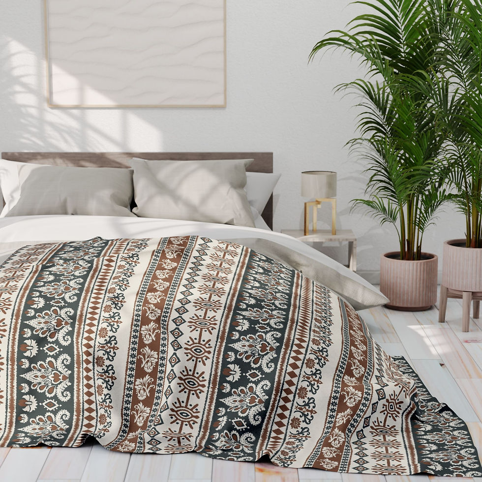Thumbnail: Fleece Blanket — Nordic Fair Isle Winter Pattern