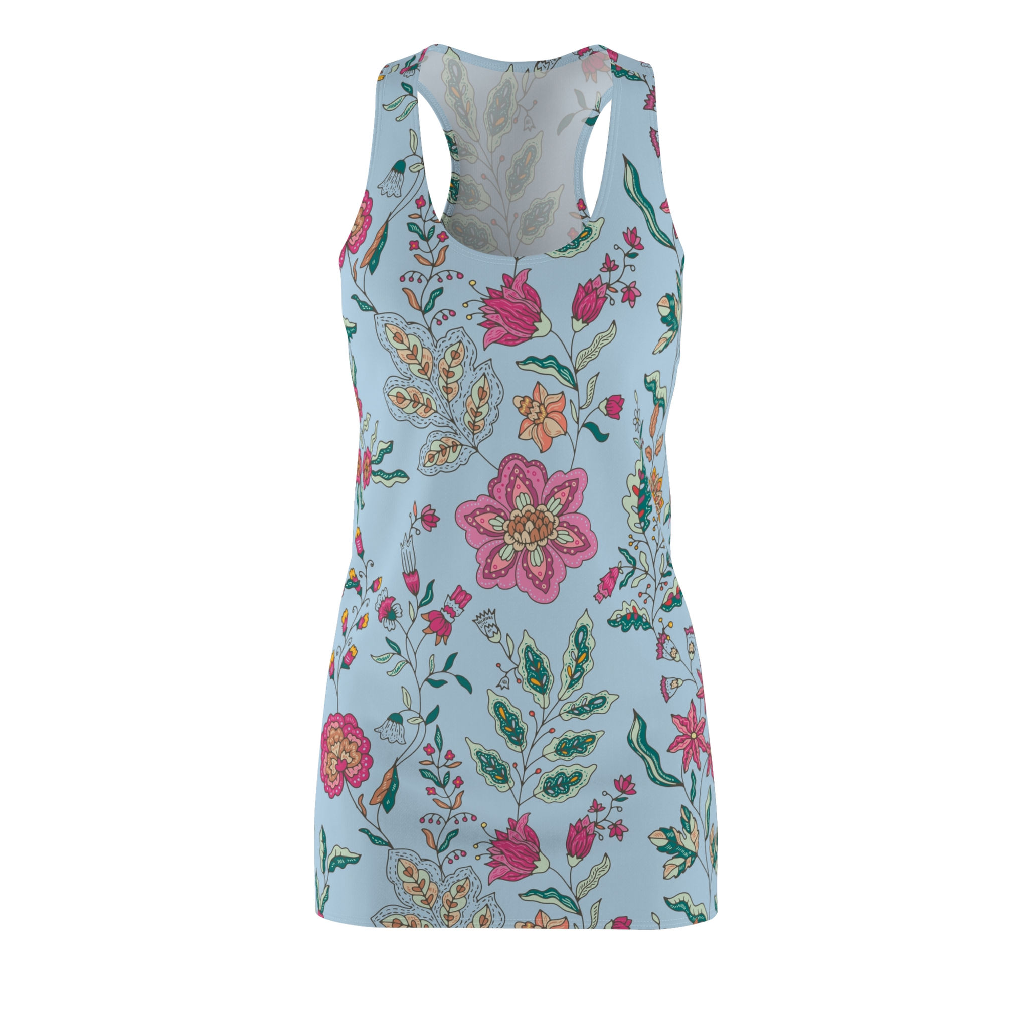 Floral Racerback Dress — Pastel Botanical AOP Sundress