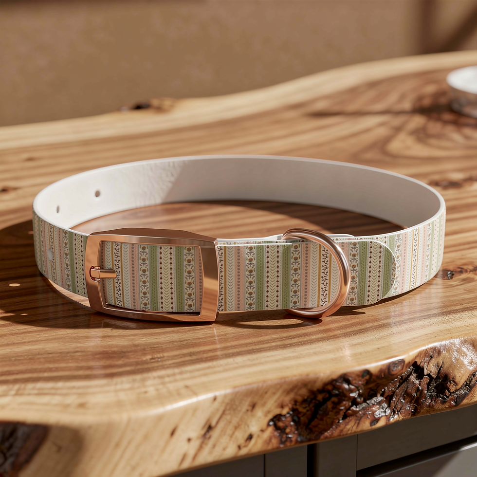 Thumbnail: Pastel Striped Dog Collar — Floral Vintage Pattern for Small & Medium Dogs