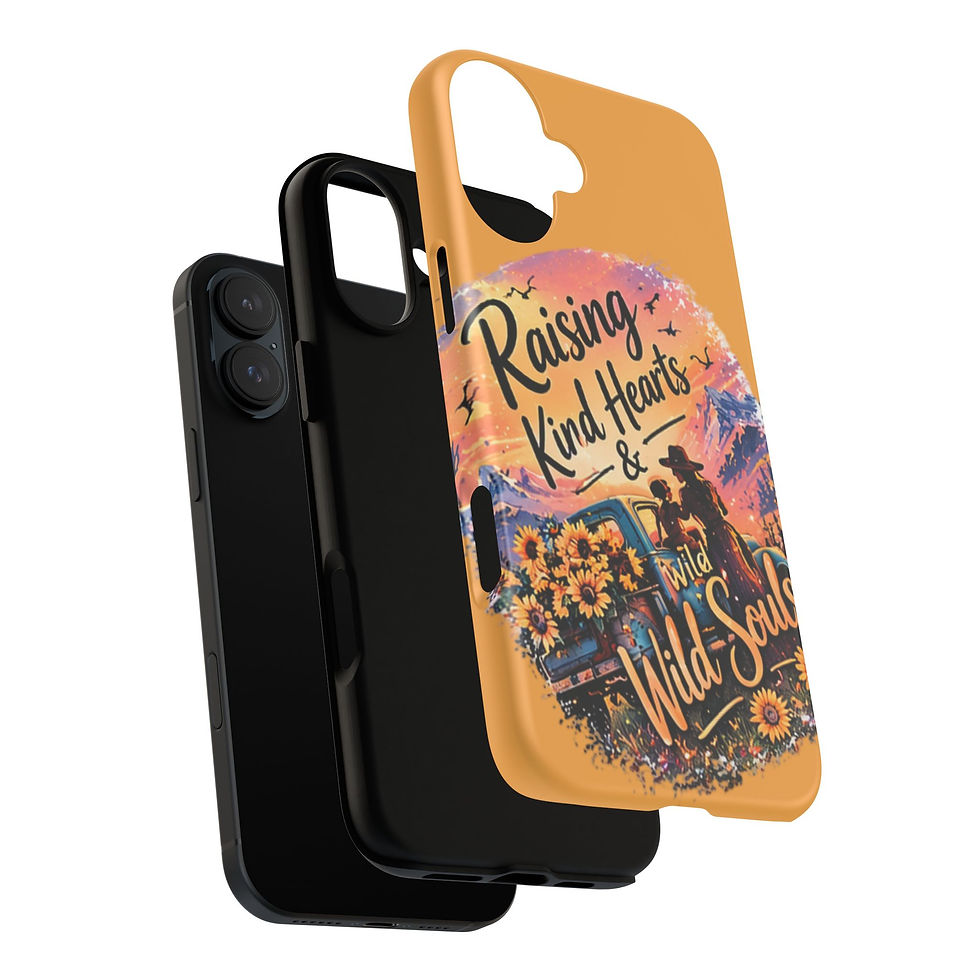 Thumbnail: Phone Case — "Raising Kind Hearts & Wild Souls" Sunset Cowgirl Design
