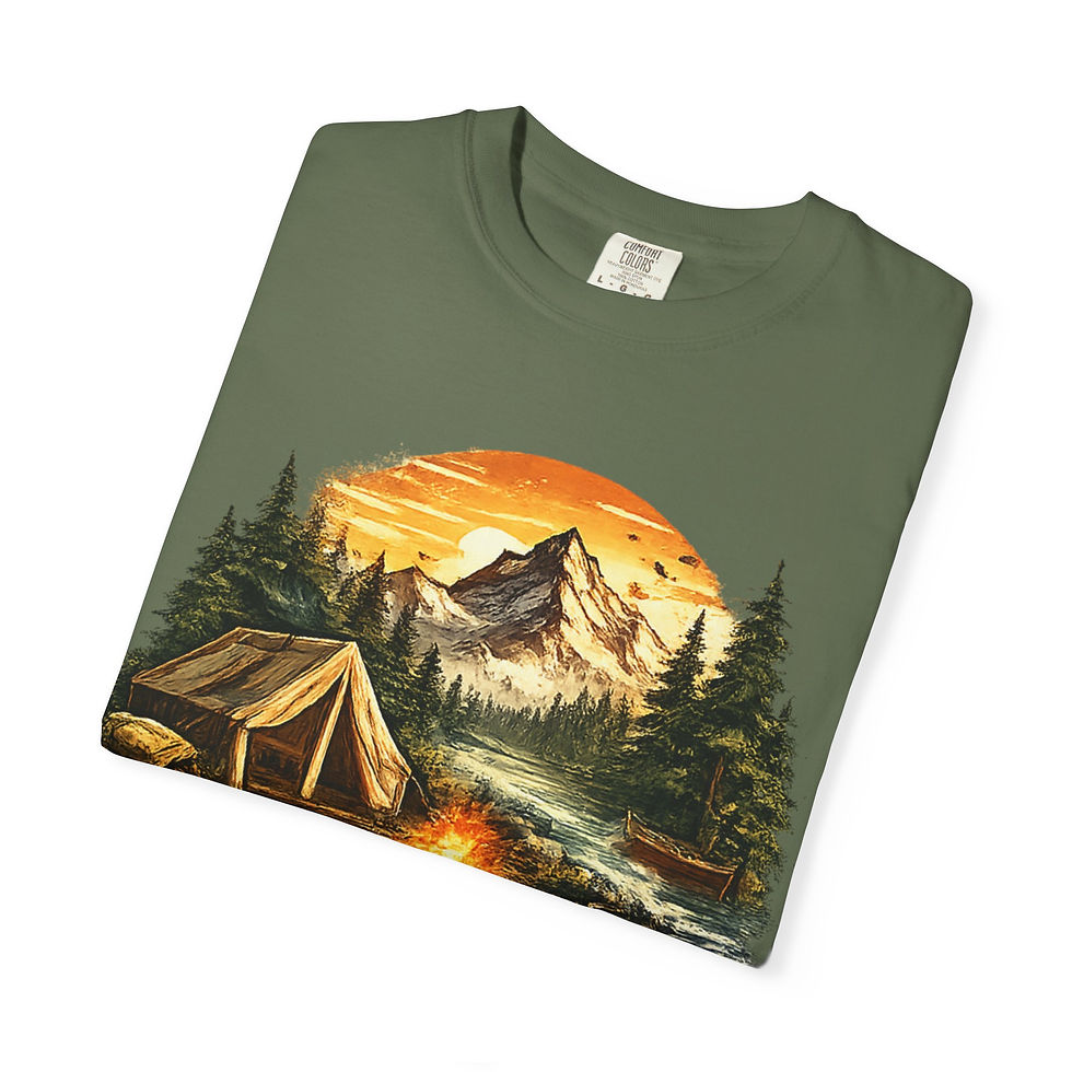 Thumbnail: Outdoor Adventure T-Shirt — Camping Mountain Campfire Graphic