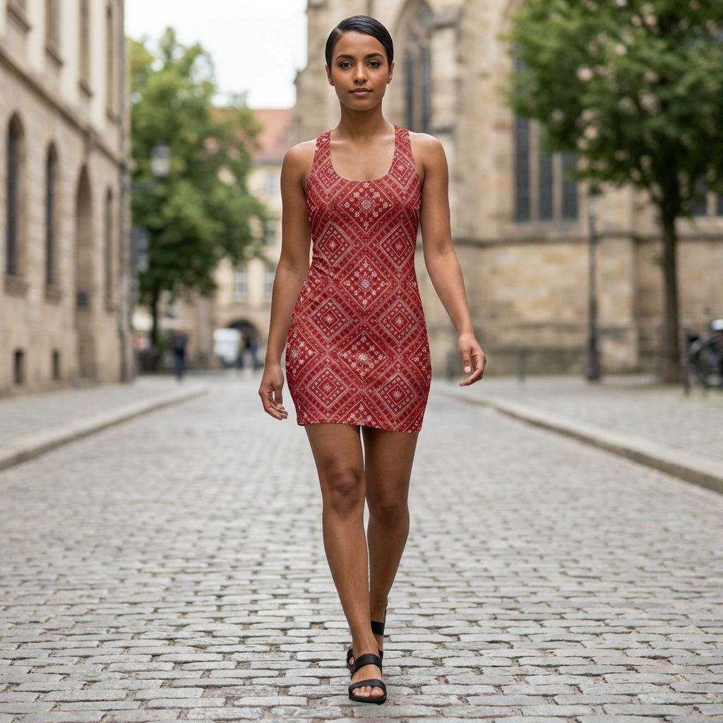 Red Bandana Print Racerback Dress – Casual Summer Slip Dress