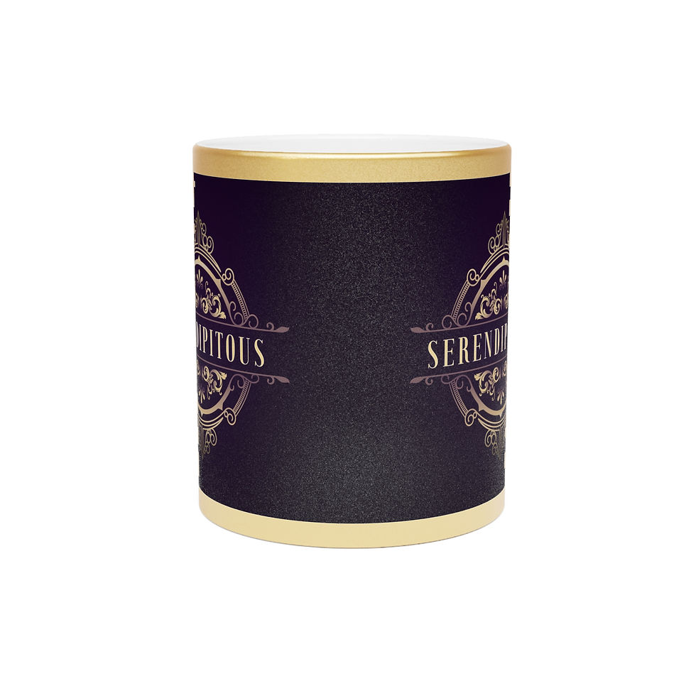 Thumbnail: Serendipitous Metallic Mug — Silver/Gold Decorative Coffee Cup