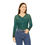 Thumbnail: Teal Watercolor V-Neck Long Sleeve Shirt