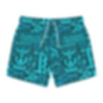 Thumbnail: Tropical Tribal Swim Trunks — Teal Aztec All-Over Print