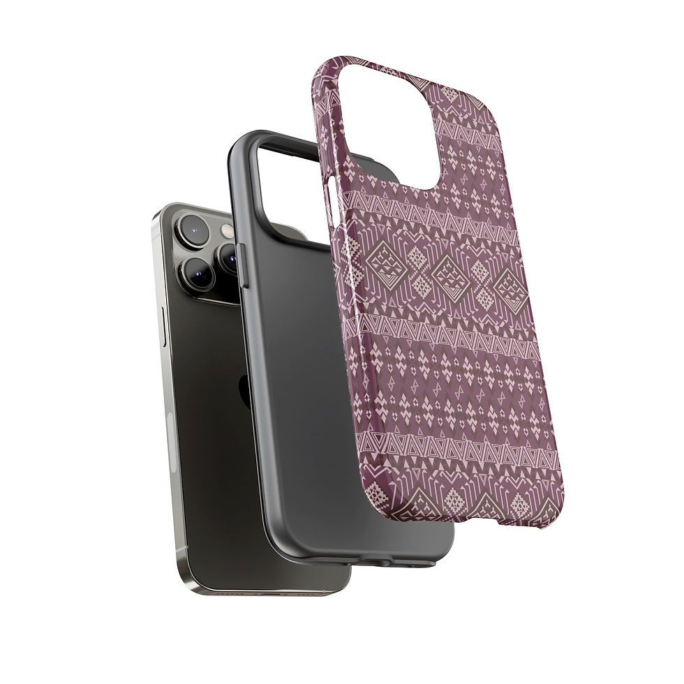 Thumbnail: Floral Aztec Tough Phone Case - Maroon Tribal Pattern