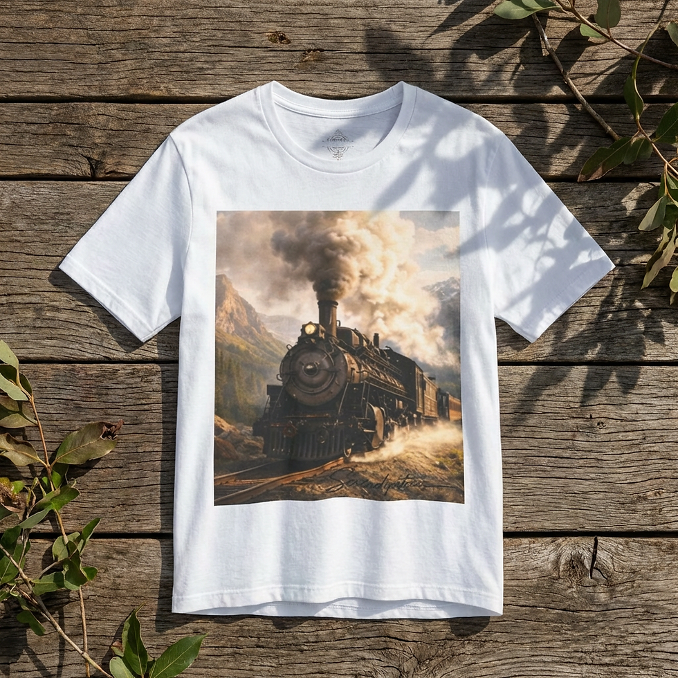 Thumbnail: Vintage Steam Train T‑Shirt — Scenic Locomotive Graphic Tee