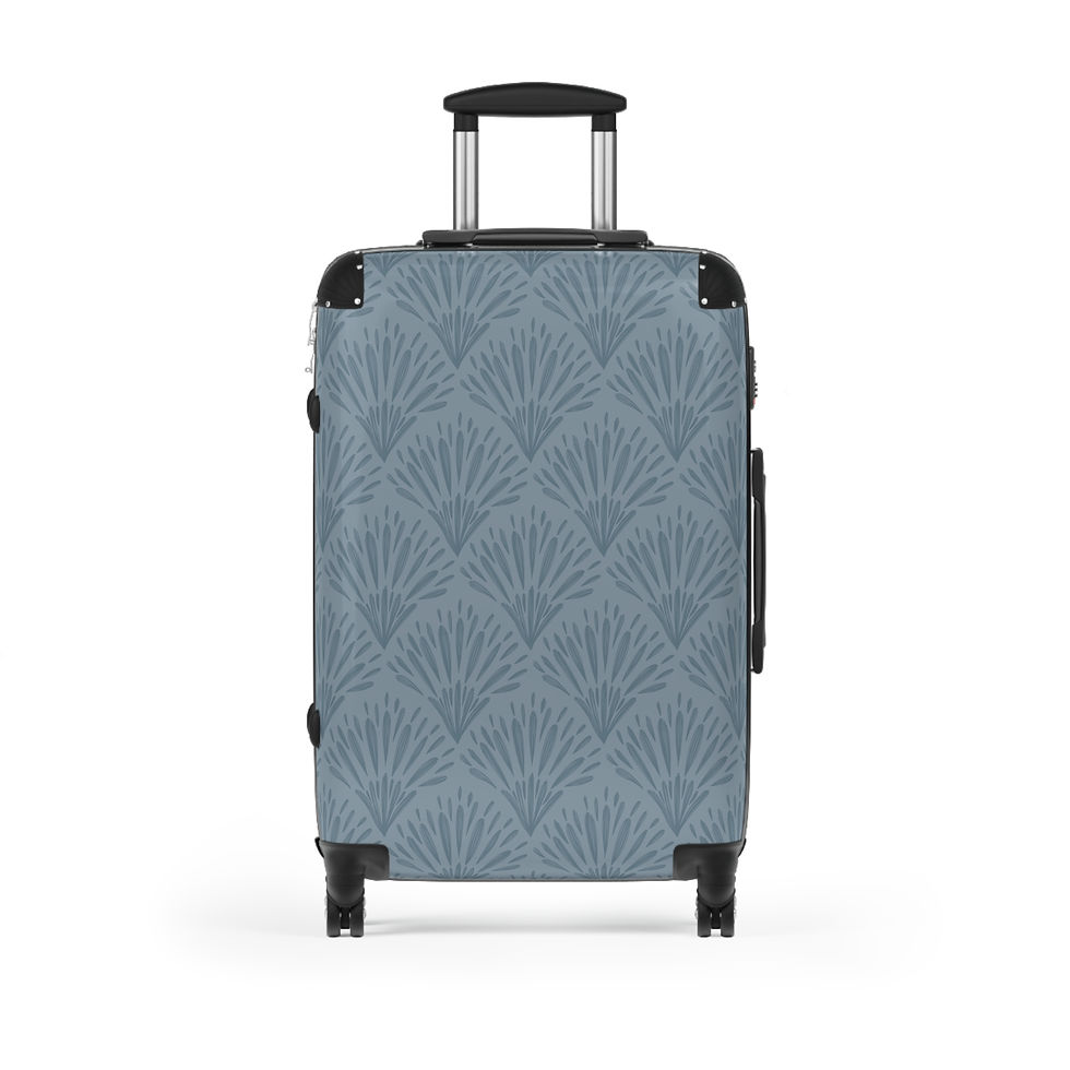Thumbnail: Blue Art Deco Pattern Carry-On Suitcase — Lightweight Travel Luggage