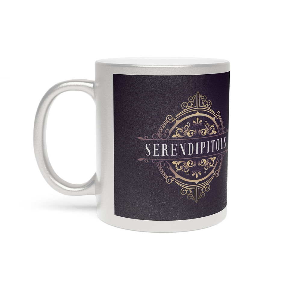 Thumbnail: Serendipitous Metallic Mug — Silver/Gold Decorative Coffee Cup