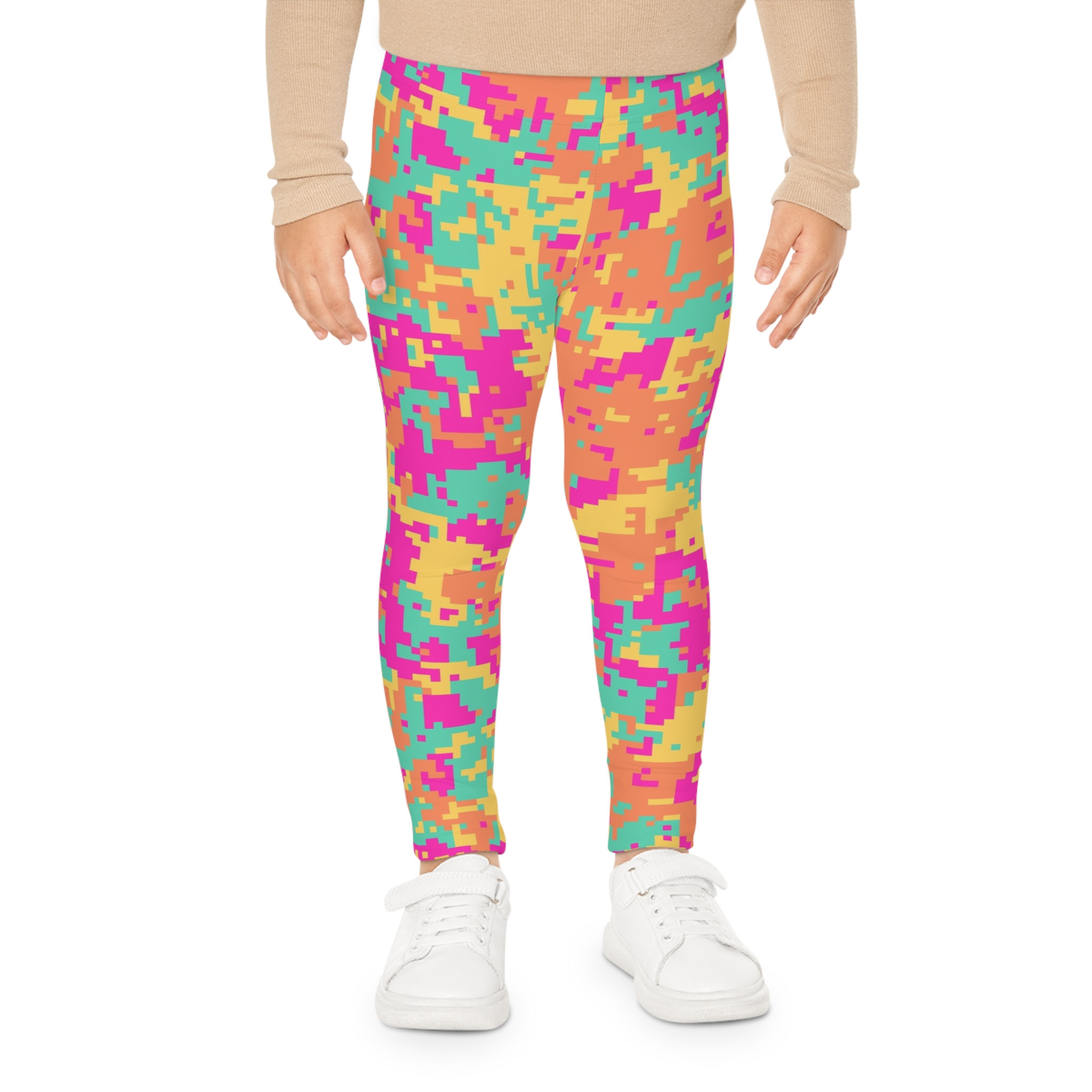 Kids Leggings – Colorful Pixel Camo All-Over Print