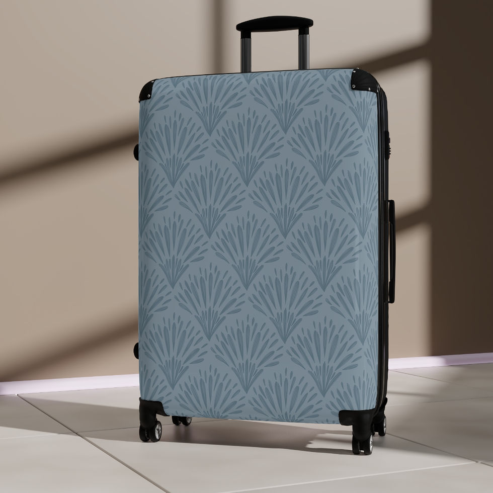 Thumbnail: Blue Art Deco Pattern Carry-On Suitcase — Lightweight Travel Luggage