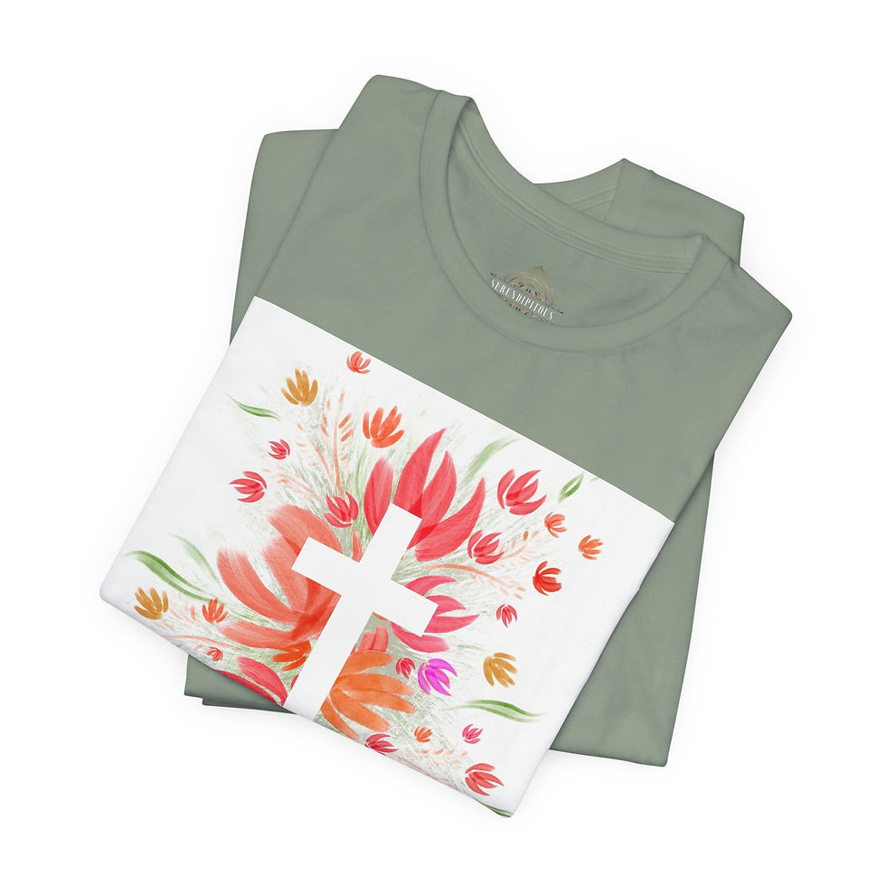 Thumbnail: Floral Cross T‑Shirt — Christian Faith Tee for Women & Men