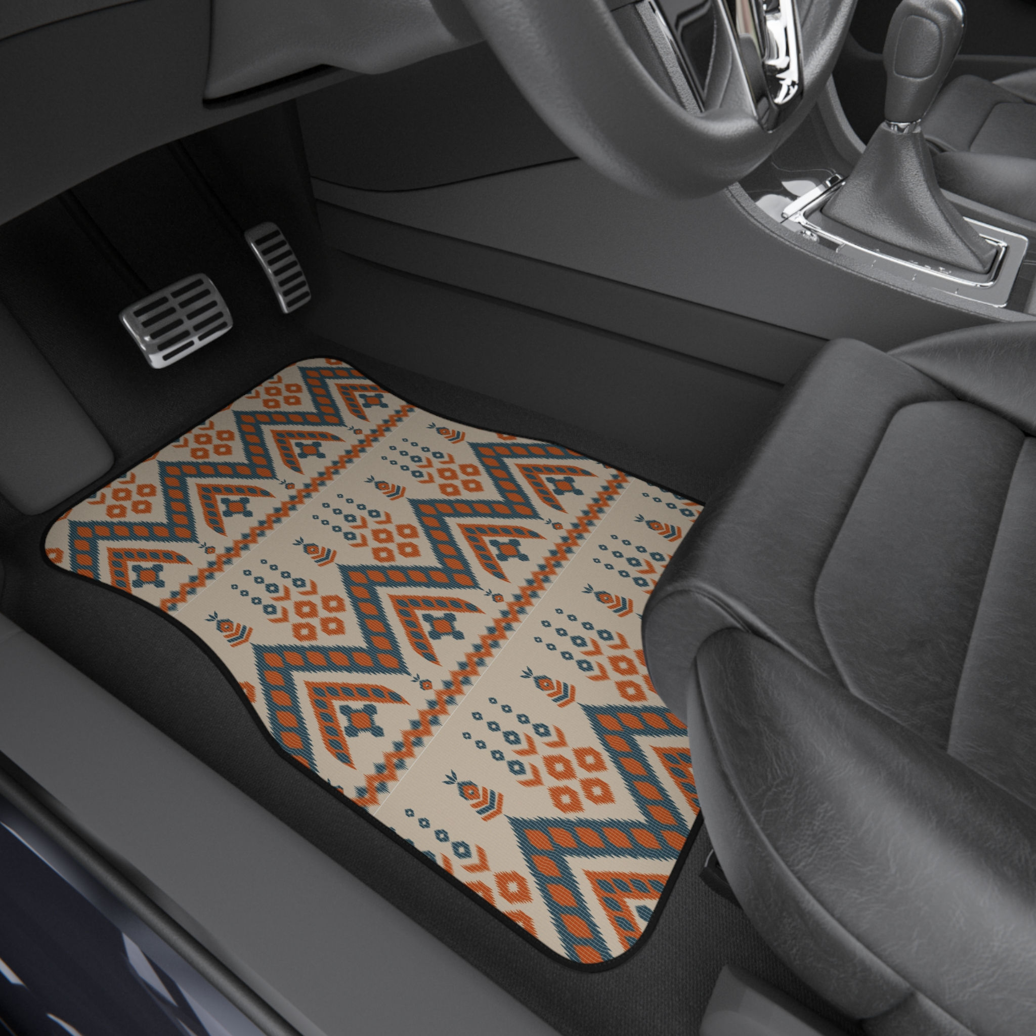 Boho Aztec Car Mats (Set of 4) — Tribal Pattern Floor Mats for SUV & Sedan