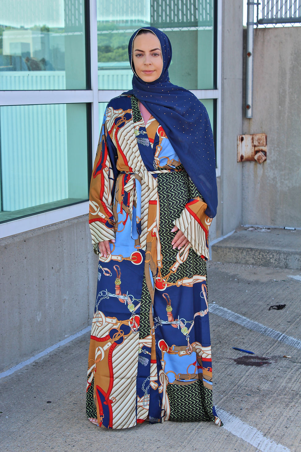 Thumbnail: Multi Print Dubai Satin Abaya