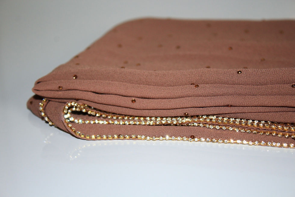 Thumbnail: Brown Luxury Rhinestone Chiffon Hijab